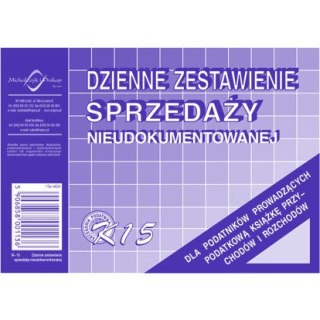 DZIENNE ZESTAWIENIE SPRZEDAŻY KSIĘGOWO NIEUDOKUMENTOWANEJ Michalczyk i Prokop