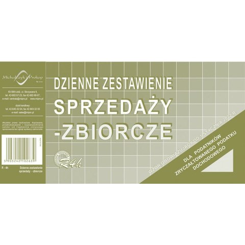 DZIENNE ZESTAWIENIE SPRZEDAŻY - ZBIORCZE 1/3 A4 Michalczyk i Prokop DZIENNE ZESTAWIENIE SPRZEDAŻY - ZBIORCZE 1/3 A4 Michalczyk i Prokop