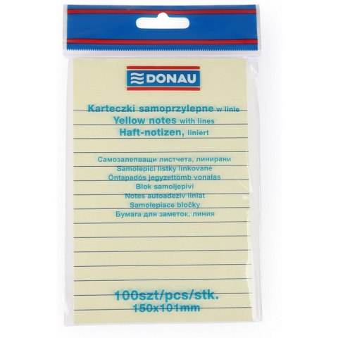 Karteczki Donau 101x150mm w linie żółte (100) Donau Karteczki Donau 101x150mm w linie żółte (100) Donau