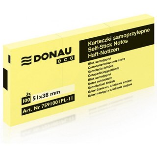 Karteczki Donau Eco 38x51mm żółte (3x100) Donau