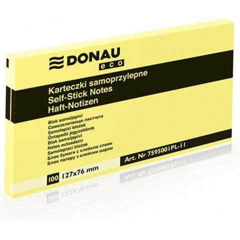 Karteczki Donau Eco 76x127mm żółte (100) Donau