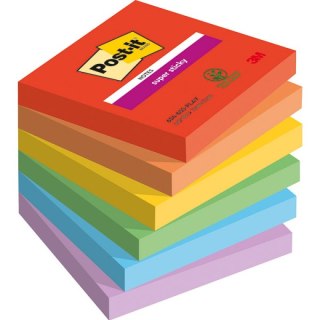 Karteczki Post-it Super Sticky 76x76mm (654-SS-PLAY) 6 kolorów (6x90) Post-it