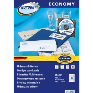 Etykiety Europe100 A4 38x21.2mm białe (100) EUROPE100