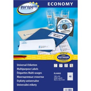 Etykiety Europe100 A4 48.5x25.4mm białe (100) EUROPE100