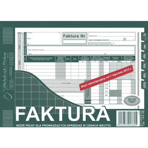 FAKTURA BRUTTO A5 (O+1K) Michalczyk i Prokop FAKTURA BRUTTO A5 (O+1K) Michalczyk i Prokop