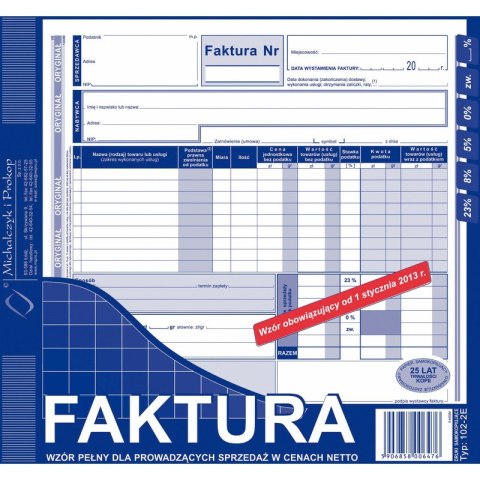 FAKTURA VAT 2/3 A4 (O+1K) Michalczyk i Prokop FAKTURA VAT 2/3 A4 (O+1K) Michalczyk i Prokop