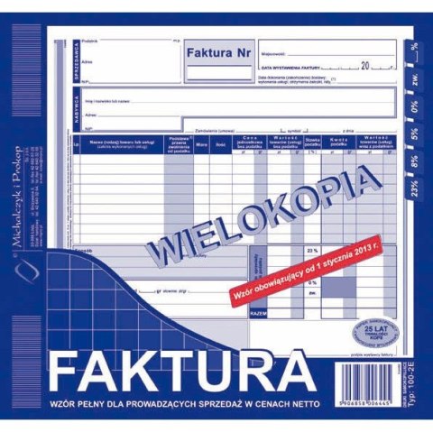 FAKTURA VAT 2/3 A4 (WIELOKOPIA) Michalczyk i Prokop FAKTURA VAT 2/3 A4 (WIELOKOPIA) Michalczyk i Prokop