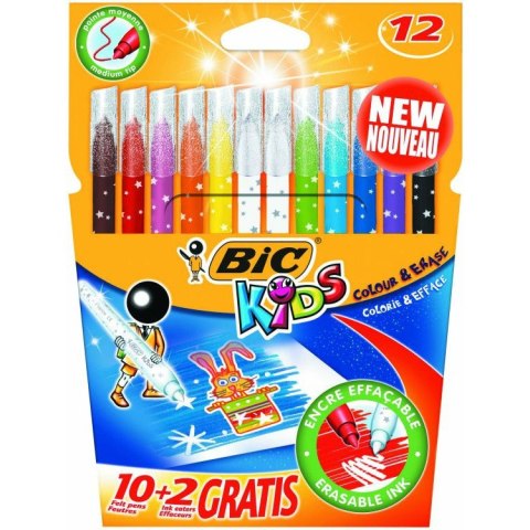 FLAMASTRY BIC COLOUR&ERASE 12 KOLORÓW Bic FLAMASTRY BIC COLOUR&ERASE 12 KOLORÓW Bic