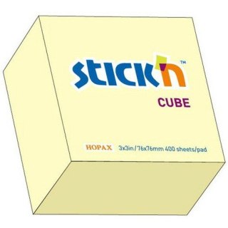 KARTECZKI STICK'N 76*76mm ŻÓŁTE PASTEL (400) STICK'N