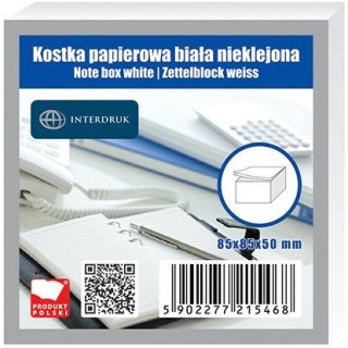 KOSTKA PAPIEROWA 85x85x50mm NIEKLEJONA BIAŁA Interdruk