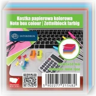 KOSTKA PAPIEROWA 85x85x50mm NIEKLEJONA KOLOR Interdruk KOSTKA PAPIEROWA 85x85x50mm NIEKLEJONA KOLOR Interdruk