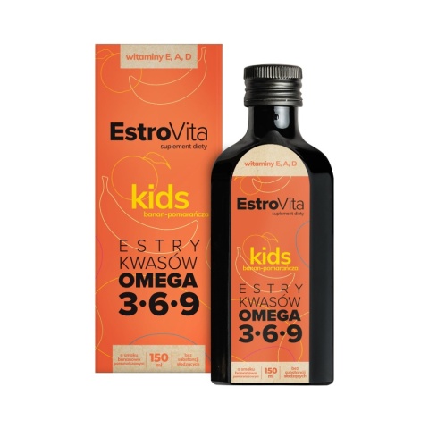 EstroVita Kids Omega 3-6-9 dla dzieci 150 ml o smaku pomarańczowo bananowym EstroVita Kids Omega 3-6-9 dla dzieci 150 ml o smaku pomarańczowo bananowym