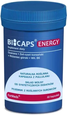 ForMeds Bicaps Energy żeń-szeń, guarana, różeniec górski 60 kapsułek wegańskich