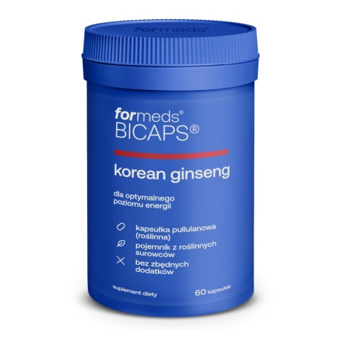 ForMeds Bicaps Korean Ginseng żeń-szeń koreański 60 kapsułek wegańskich ForMeds Bicaps Korean Ginseng żeń-szeń koreański 60 kapsułek wegańskich
