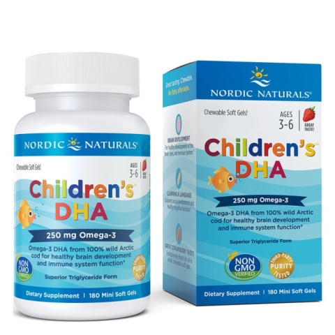Nordic Naturals Children's DHA 250mg 180 miękkich kapsułek o smaku truskawkowym Nordic Naturals Children's DHA 250mg 180 miękkich kapsułek o smaku truskawkowym