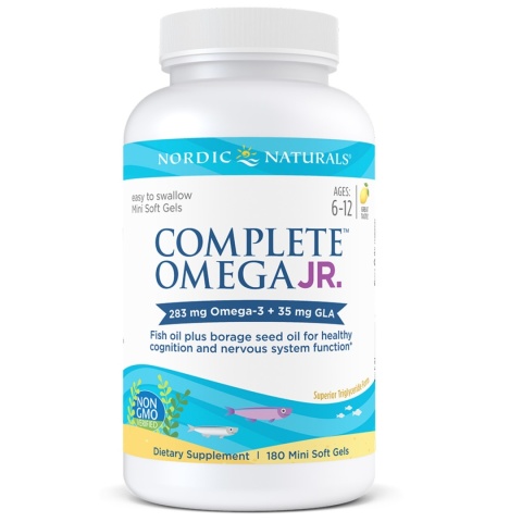 Nordic Naturals Complete Omega Junior 283mg Omega 3 i 35mg GLA 180 miękkich kapsułek o smaku cytrynowym Nordic Naturals Complete Omega Junior 283mg Omega 3 i 35mg GLA 180 miękkich kapsułek o smaku cytrynowym