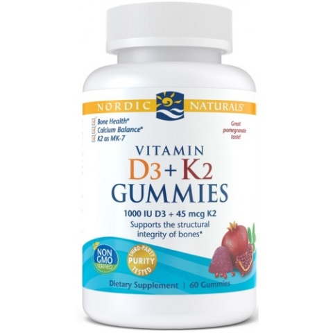 Nordic Naturals D3K2 Gummies Witaminy D3 i K2 60 żelek o smaku granatu Nordic Naturals D3K2 Gummies Witaminy D3 i K2 60 żelek o smaku granatu