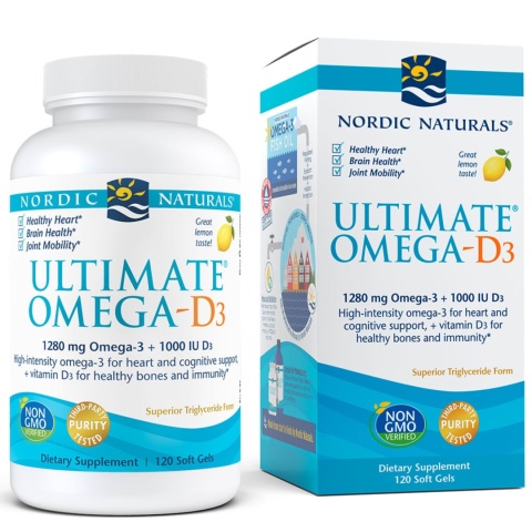 Nordic Naturals Ultimate Omega z witaminą D3 120 miękkich kapsułek o smaku cytrynowym Nordic Naturals Ultimate Omega z witaminą D3 120 miękkich kapsułek o smaku cytrynowym