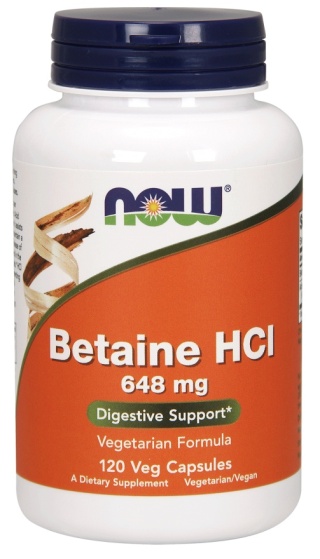 Now Foods Betaine HCL (Betaina HCL) 648 mg 120 kapsułek wegańskich