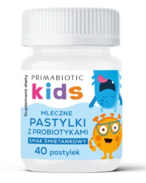 PrimaBiotic Mleczne pastylki z probiotykami o smaku śmietankowym 40 sztuk PrimaBiotic Mleczne pastylki z probiotykami o smaku śmietankowym 40 sztuk