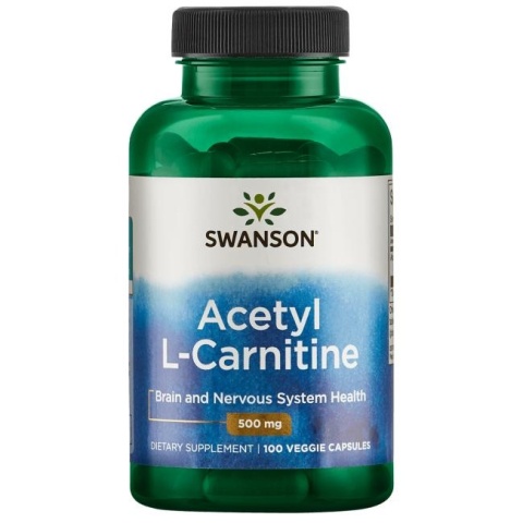 Swanson Acetyl L-karnityny ALC 500mg 100 kapsułek wegańskich Swanson Acetyl L-karnityny ALC 500mg 100 kapsułek wegańskich