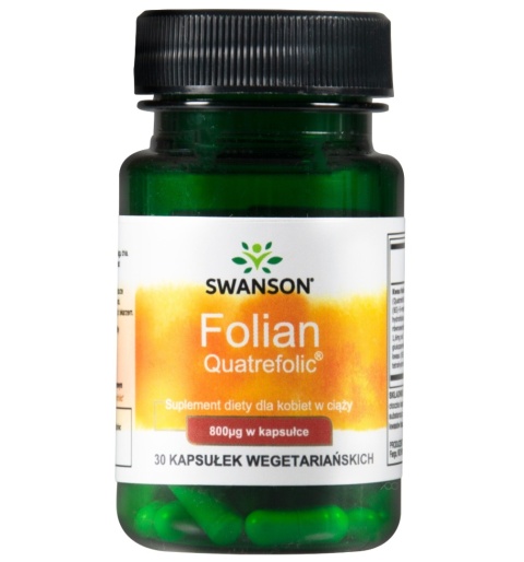 Swanson Kwas foliowy Folian Quatrefolic® 800 µg 30 kapsułek wegańskich Swanson Kwas foliowy Folian Quatrefolic® 800 µg 30 kapsułek wegańskich