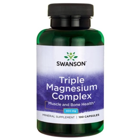 Swanson Triple Magnesium Complex (kompleks magnezu z trzech form) 400 mg 100 kapsułek Swanson Triple Magnesium Complex (kompleks magnezu z trzech form) 400 mg 100 kapsułek