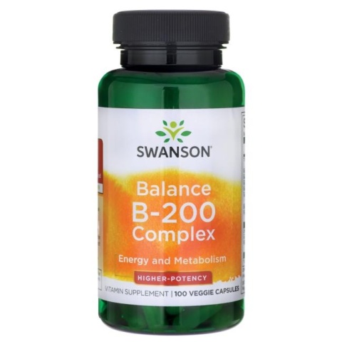 Swanson Witamina B-200 kompleks 100 kapsułek wegańskich Swanson Witamina B-200 kompleks 100 kapsułek wegańskich