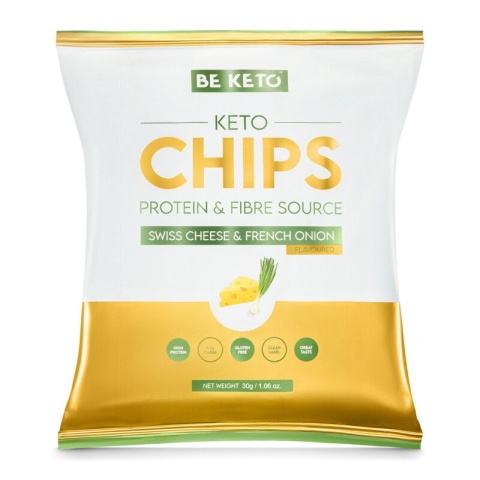BeKeto Keto Chipsy - Ser Szwajcarski & Francuska Cebulka 30g BeKeto Keto Chipsy - Ser Szwajcarski & Francuska Cebulka 30g