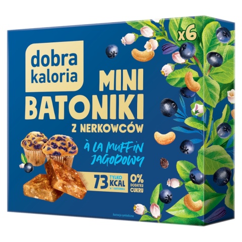 Dobra Kaloria Mini Batoniki z nerkowców a'la muffin jagodowy 102g Dobra Kaloria Mini Batoniki z nerkowców a'la muffin jagodowy 102g