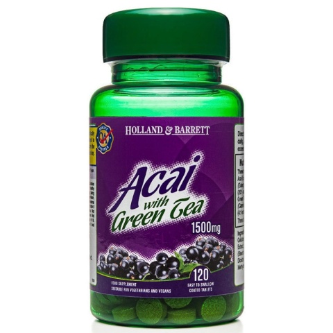 Holland & Barrett Acai z zieloną herbatą 1500 mg 120 tabletek Holland & Barrett Acai z zieloną herbatą 1500 mg 120 tabletek