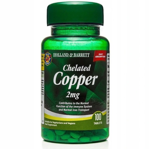 Holland & Barrett Chelat Miedzi 2mg 100 tabletek Holland & Barrett Chelat Miedzi 2mg 100 tabletek