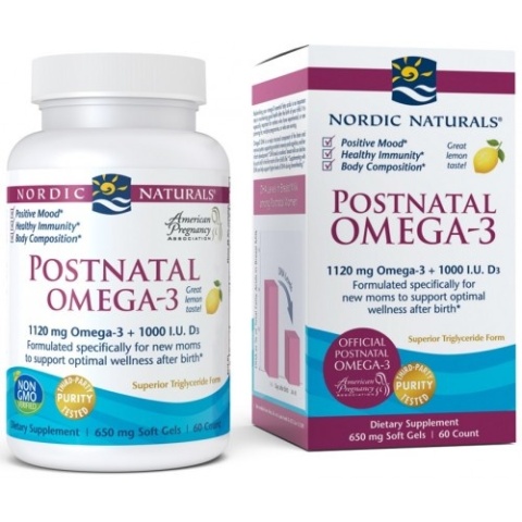 Nordic Naturals Postnatal Omega 3 1120 mg 60 kapsułek miękkich o smaku cytrynowym Nordic Naturals Postnatal Omega 3 1120 mg 60 kapsułek miękkich o smaku cytrynowym