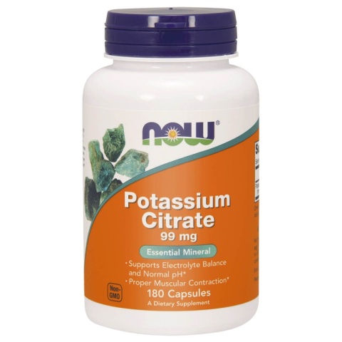 Now Foods Potassium Citrate (Cytrynian Potasu) 99 mg 180 kapsułek Now Foods Potassium Citrate (Cytrynian Potasu) 99 mg 180 kapsułek