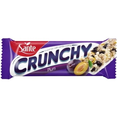 Sante Baton Crunchy Śliwkowy w polewie waniliowej 40g Sante Baton Crunchy Śliwkowy w polewie waniliowej 40g