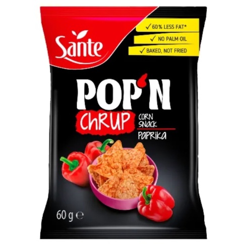 Sante POP'N Chrup Snacki Popcornowe z Papryką 60g Sante POP'N Chrup Snacki Popcornowe z Papryką 60g
