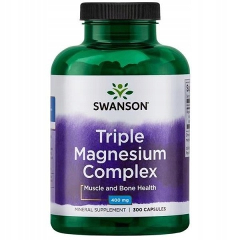 Swanson Triple Magnesium Complex (kompleks magnezu z trzech form) 400 mg 300 kapsułek Swanson Triple Magnesium Complex (kompleks magnezu z trzech form) 400 mg 300 kapsułek