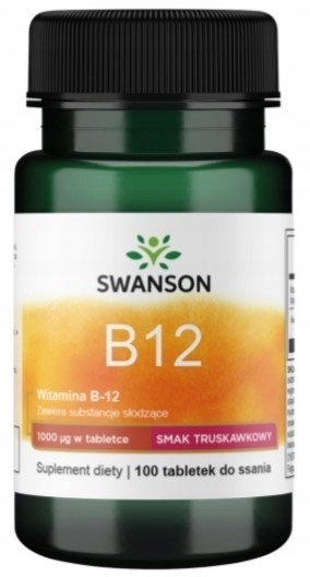 Swanson Witamina B-12 1000 µg z kwasem foliowym 100 tabletek do ssania Swanson Witamina B-12 1000 µg z kwasem foliowym 100 tabletek do ssania