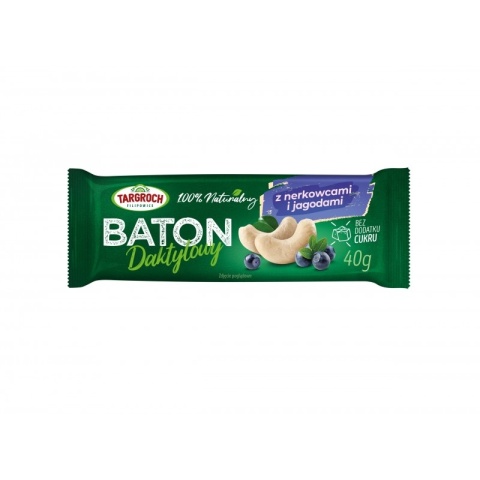 Targroch Baton daktylowy z nerkowcami i jagodą 40 g Targroch Baton daktylowy z nerkowcami i jagodą 40 g