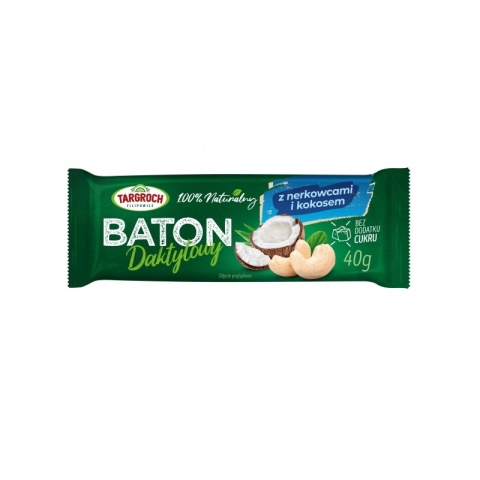 Targroch Baton daktylowy z nerkowcami i kokosem 40 g Targroch Baton daktylowy z nerkowcami i kokosem 40 g