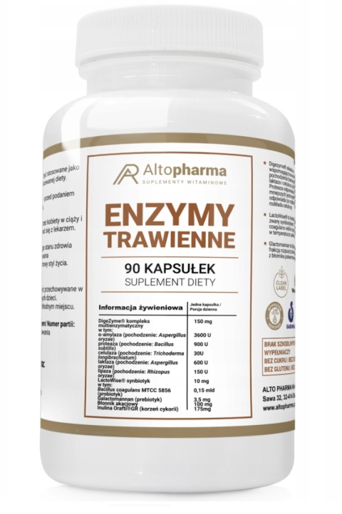 Altopharma Enzymy trawienne 90 kapsułek Altopharma Enzymy trawienne 90 kapsułek