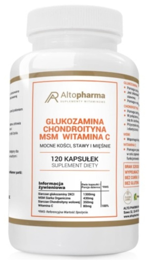 Altopharma Glukozamina Chondroityna MSM Witamina C 120 kapsułek Altopharma Glukozamina Chondroityna MSM Witamina C 120 kapsułek