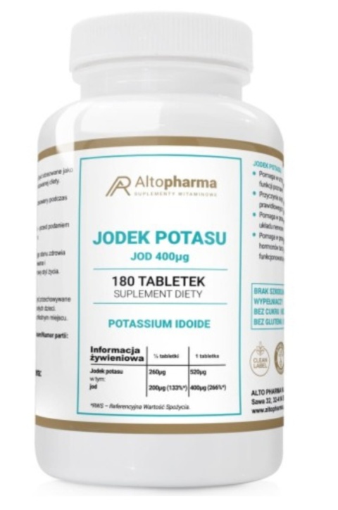 Altopharma Jodek Potasu 400 µg Vege 180 tabletek Altopharma Jodek Potasu 400 µg Vege 180 tabletek