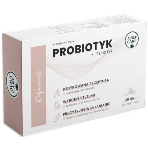 Aura Care Odporność Probiotyk + Prebiotyk 32 mld CFU 30 kapsułek Aura Care Odporność Probiotyk + Prebiotyk 32 mld CFU 30 kapsułek