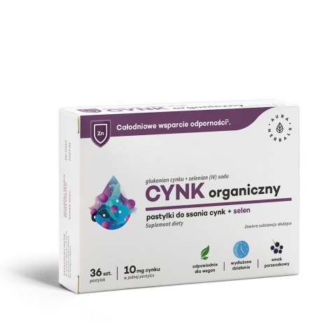 Aura Herbals Cynk organiczny 10 mg + selen 36 pastylek do ssania Aura Herbals Cynk organiczny 10 mg + selen 36 pastylek do ssania