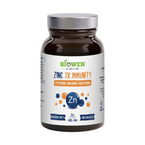Biowen Zinc 3X Immunity Cynk Complex+ 100 kapsułek Biowen Zinc 3X Immunity Cynk Complex+ 100 kapsułek