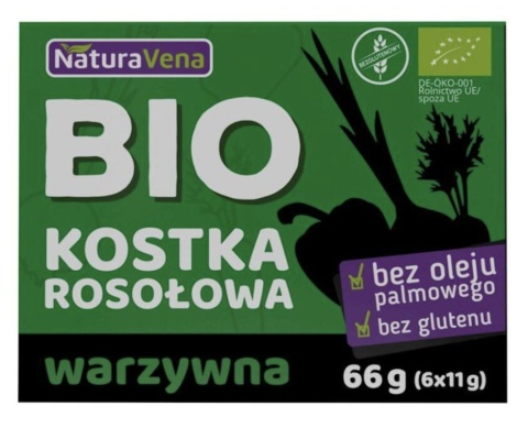 Naturavena Bulion Kostki Warzywne Bezglutenowe BIO (6 x 11 g) 66 g Naturavena Bulion Kostki Warzywne Bezglutenowe BIO (6 x 11 g) 66 g