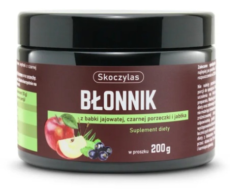 Skoczylas Błonnik z babki jajowatej, czarnej porzeczki i jabłka proszek 200 g Skoczylas Błonnik z babki jajowatej, czarnej porzeczki i jabłka proszek 200 g