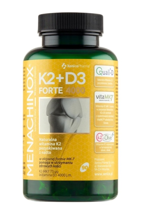 Xenico Pharma Menachinox K2+D3 Forte 4000 90 kapsułek Xenico Pharma Menachinox K2+D3 Forte 4000 90 kapsułek