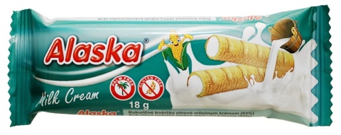 Alaska Rurki Kukurydziane Z Kremem Mlecznym Bezglutenowe 18 g Alaska Rurki Kukurydziane Z Kremem Mlecznym Bezglutenowe 18 g